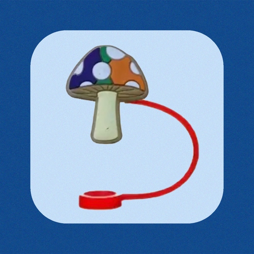 Mushroom Straw Topper, GLOWS IN DARK, Fits 10mm straw, New
